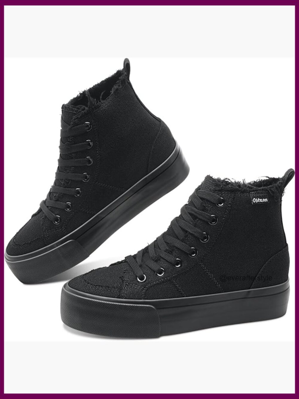 High Top Platform Sneakers Mid Calf Canvas Skateboarding Shoes Women